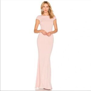 KATIE MAY Intrigue Blush Pink Cap Sleeve Deep V-Back Mermaid Gown Dress Size 4